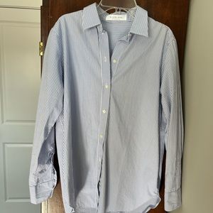 Everlane Crisp Blue/White Striped 100% Cotton Shirt